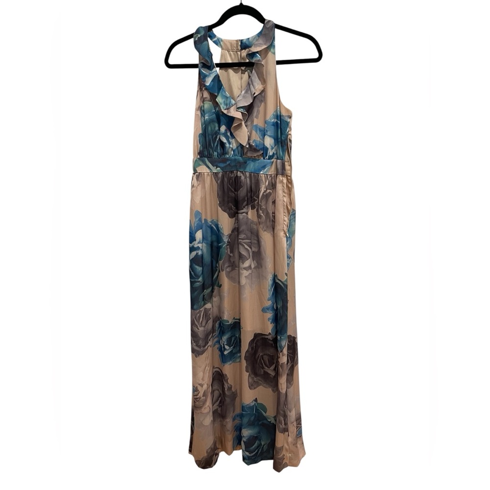 H&M Blue and Gray Floral Maxi Dress